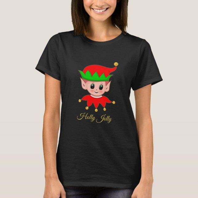 Söt jul-tomte & jingelklockor t shirt (Framsida)