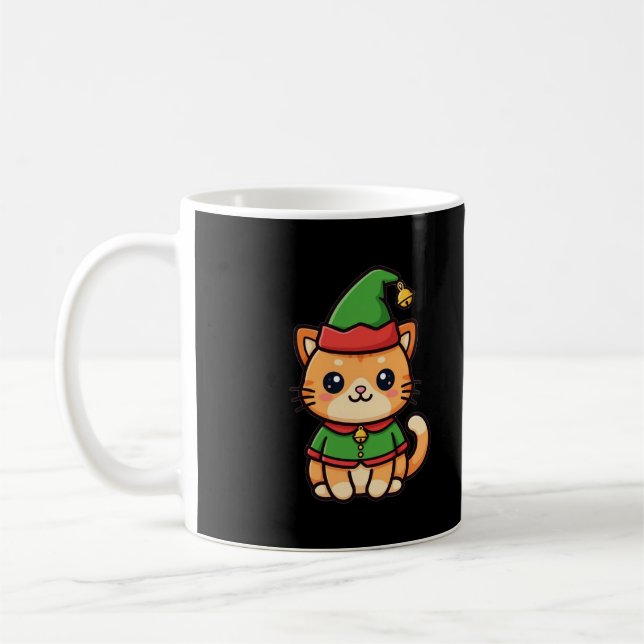 Söt jul-tomte katt kaffemugg (Vänster)