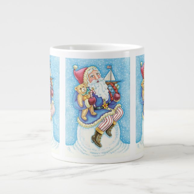 Söt jul, Tomte på snöboll med leksaker Jumbo Mugg (Framsidan)