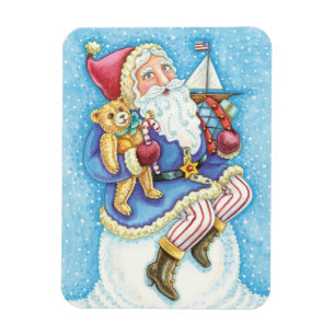 Söt jul, Tomte på snöboll med leksaker Magnet