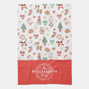 Söt jul tomte pepparkaksgubbe monogram kökshandduk
