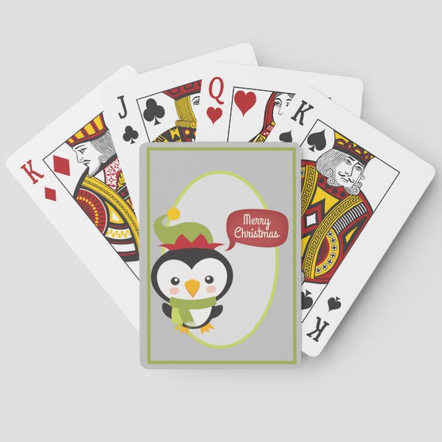Söt jul-tomte pingvin casinokort (Baksidan)