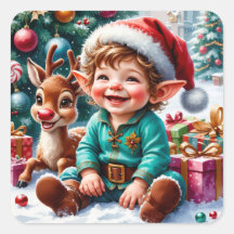 Söt jul-tomte & ren
