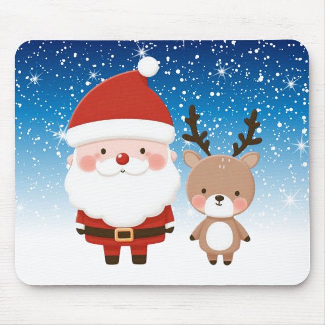 Söt jul tomte & renar  musmatta (Framsidan)