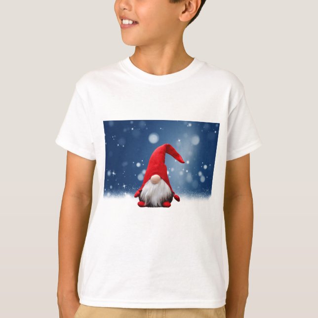 Söt jul tomte snö stjärnor tee (Framsida)