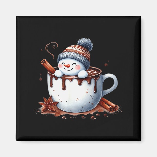 Söt jul varm choklad snöman  magnet (Framsidan)