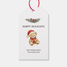 Söt jul vattenfärg röd teddybjörn