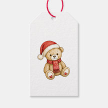 Söt jul vattenfärg röd teddybjörn