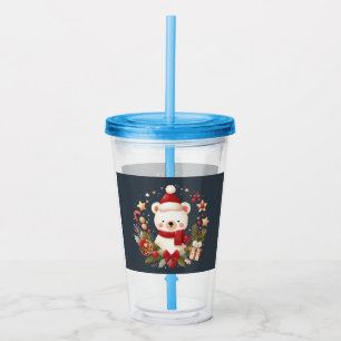 Söt jul/vinterbjörn i krans take away mugg
