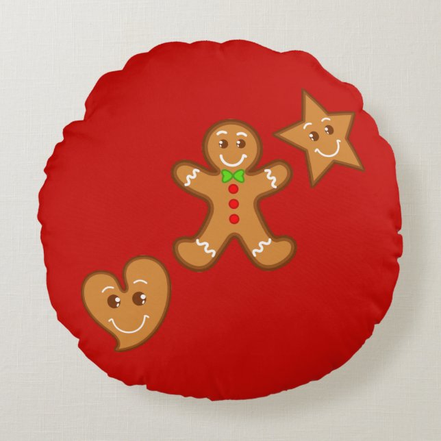 Söt Julafton gingerbröd pals Mönster 2 back färg Rund Kudde (Framsidan)