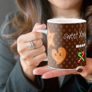 Söt Julafton Gingerbrows Pals-Candy cane Anpassnin Kaffemugg