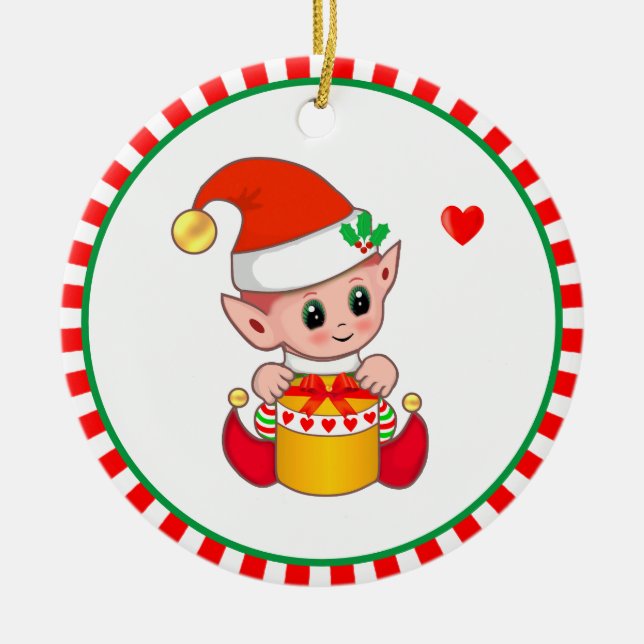 Söt julalf julgransprydnad keramik (Framsidan)