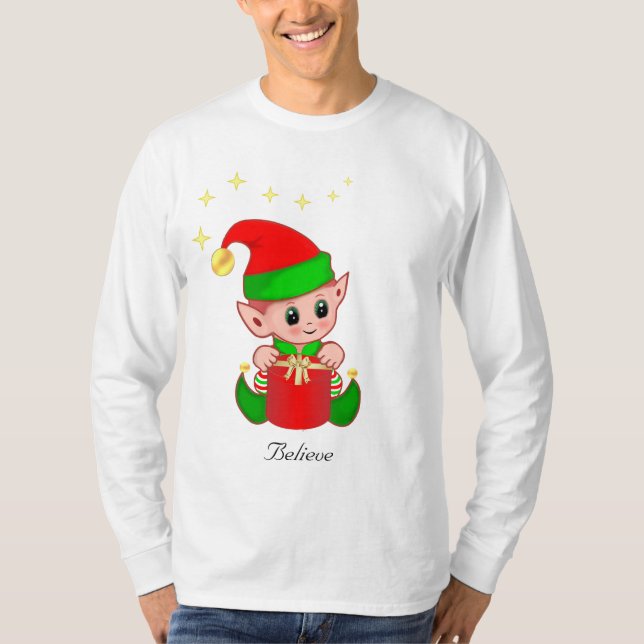 Söt julalvbaddräkt med stjärnor t shirt (Framsida)