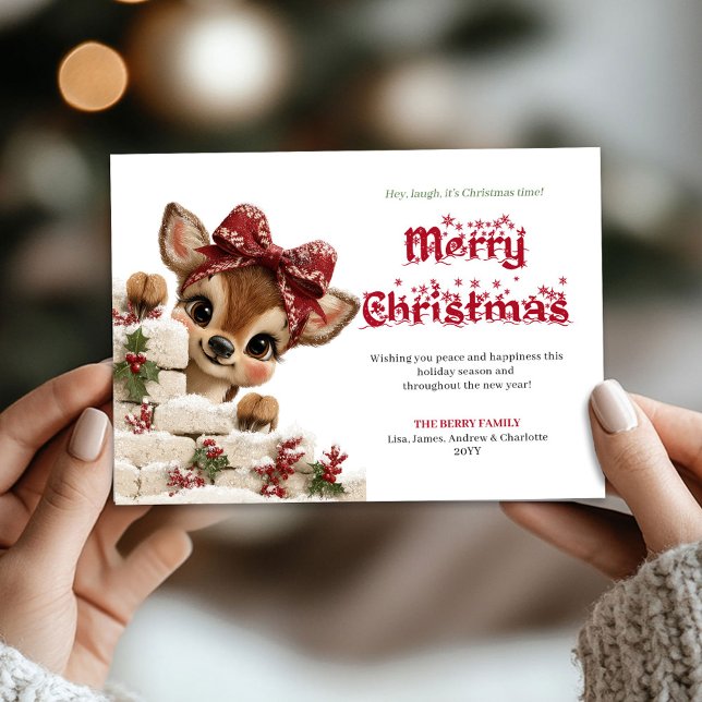 Söt julbabyren festlig julhälsningskort julkort (Sweet holiday baby reindeer festive greeting card)