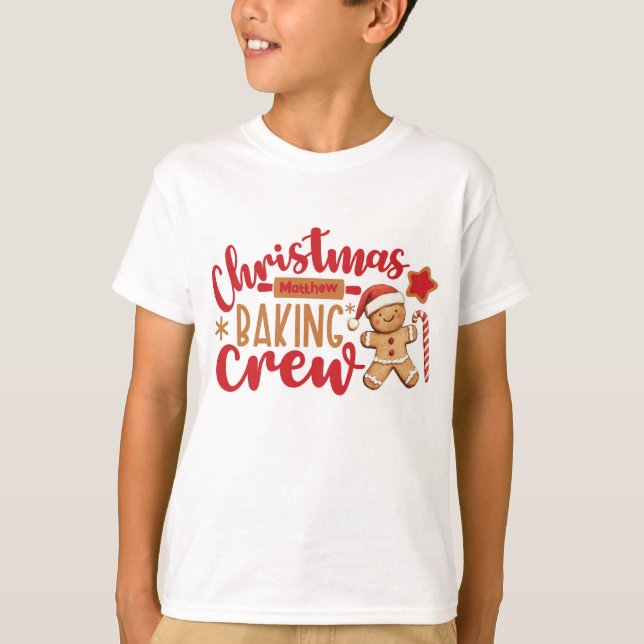 Söt julbakande besättning Gingerbread Man T Shirt (Framsida)