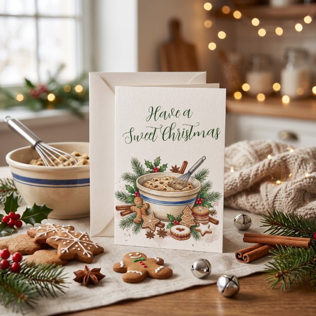 Söt julbakning Vattenfärg Högtidlig Julkort (Skapare uppladdad)
