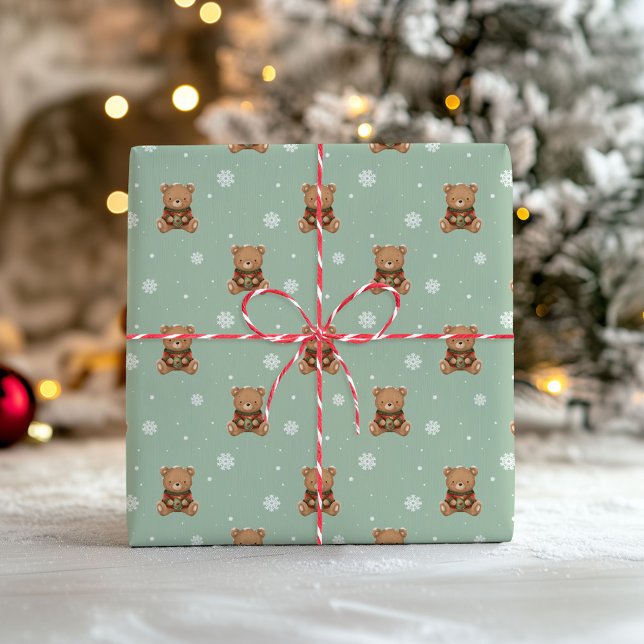 Söt julbjörn inslagningspapper (Skapare uppladdad)