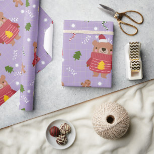 Söt julbjörn mönster Mysig högtid vinter Presentpapper