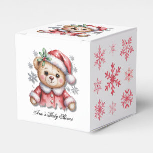 Söt julbjörn och snöflingor Baby Shower Presentaskar