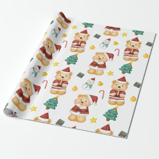 Söt julbjörn och snöman presentpapper