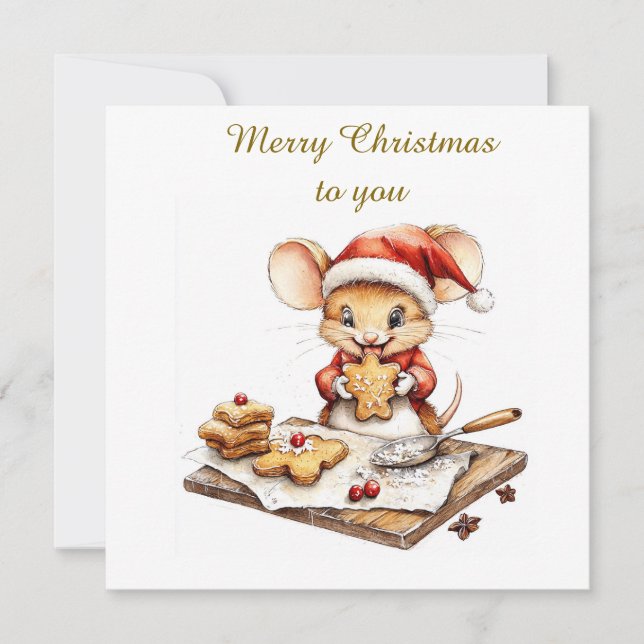 Söt julchefsmus inbjudningar (Framsida)