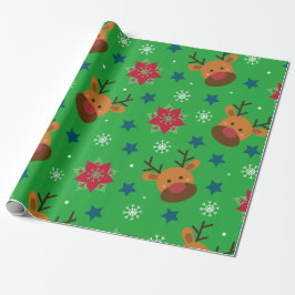 Söt julduk med renar och snöflingor presentpapper