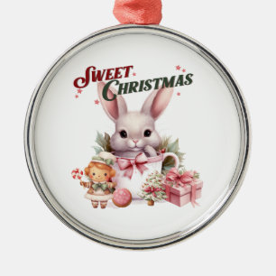 Söt Julens Rosa Bunny Julgransprydnad Metall