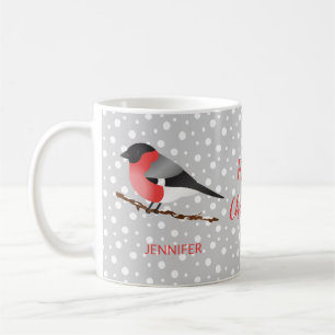 Söt julfågel eurasiskt domherre och namn kaffemugg