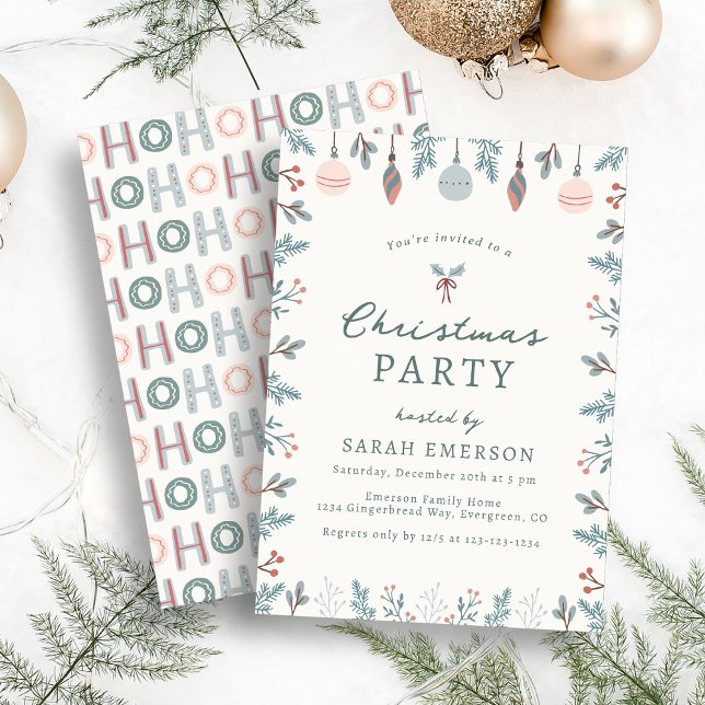 Söt julfestinbjudan inbjudningar (Cute Christmas Party Invitation
)