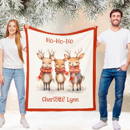 Söt julfilt för barn med renar och namn fleecefilt