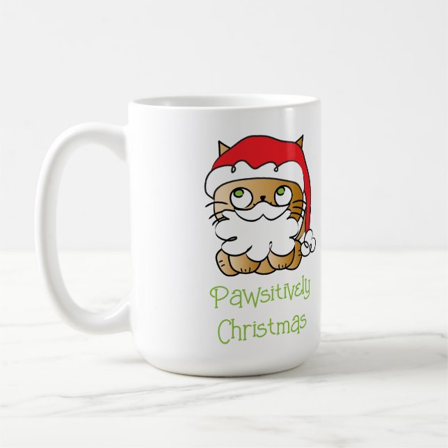 Söt julfirande seriefigur Katt Roligt talesätt Kaffemugg (Vänster)