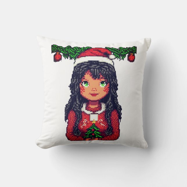 Söt julflicka  kudde (Framsida)