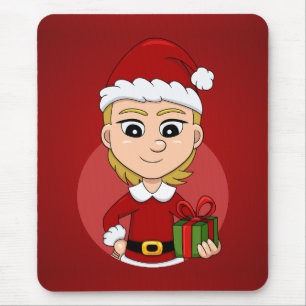 Söt julflicka med kort blondt hår musmatta