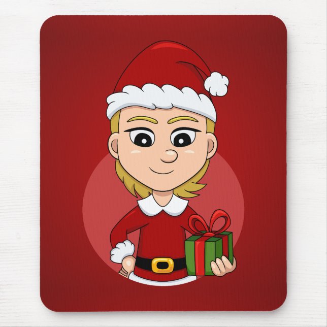 Söt julflicka med kort blondt hår musmatta (Framsidan)