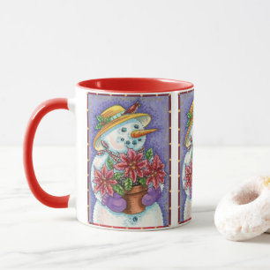 Söt julflicka snöman med julstjärna mugg