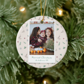 Söt julfotografi julgransprydnad keramik