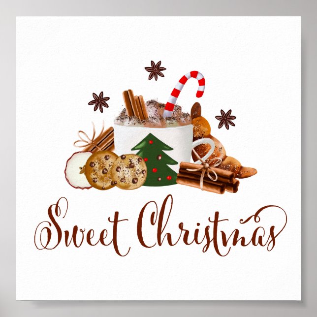 Söt julfrappuccino Cookie Cinnamon Art Poster (Framsidan)