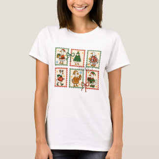 Söt julgås frimärkssida festlig t shirt