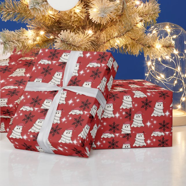 Söt julghost och sockerdragestickning presentpapper (Helgdagar)