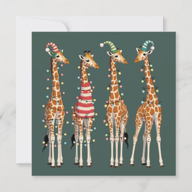 Söt julgiraff Roligt djur för djurälskare Julkort (Framsida)