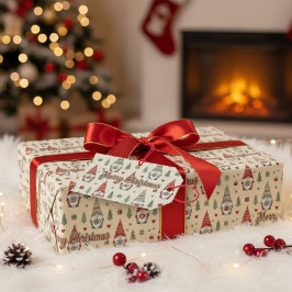 Söt julgnom presentgift tag presentetikett