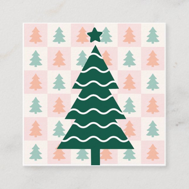 Söt julgran semesterdesign.  fyrkantigt visitkort (Framsida)