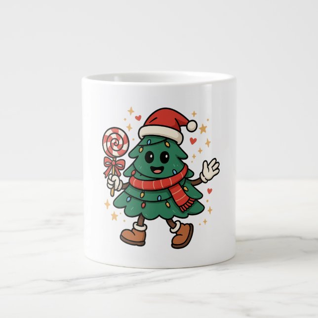 Söt julgransmugg - Festiv juldesign Jumbo Mugg (Framsidan)