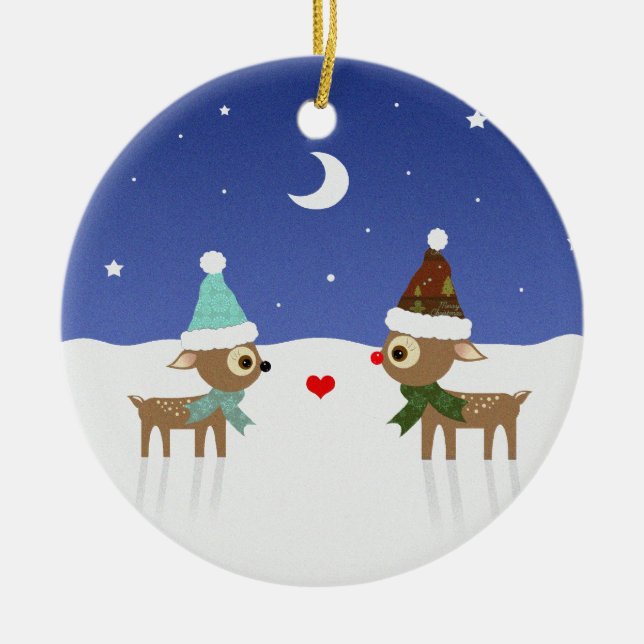Söt julgransprydnad i form av ren keramik (Framsidan)