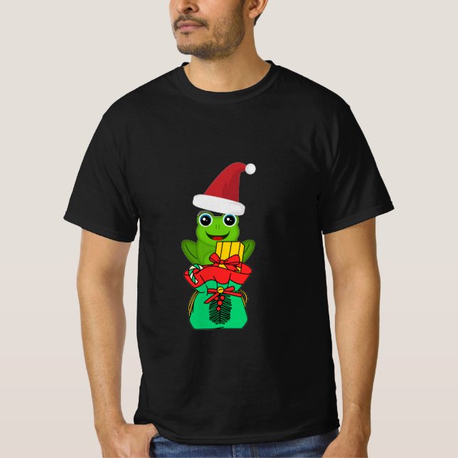 Söt julgroda med presenter _ Rolig högtid  T Shirt (Framsida)