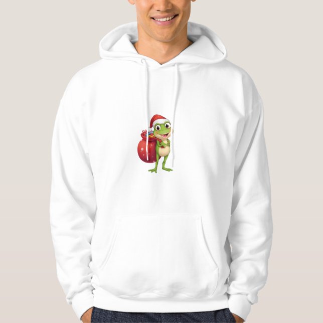 Söt julgroda med presentpåse - Tomtegroda Hol Hoodie (Framsida)