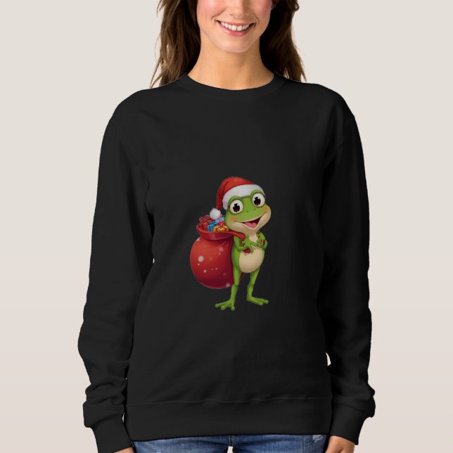 Söt julgroda med presentpåse - Tomtegroda Hol T Shirt (Framsida)