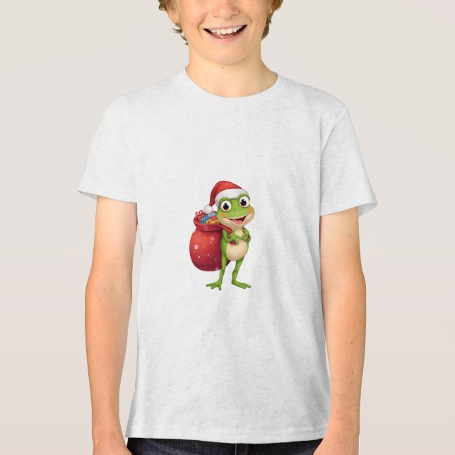 Söt julgroda med presentpåse - Tomtegroda Hol T Shirt (Framsida)