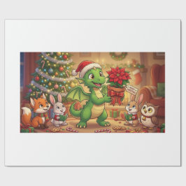Söt julgrön drak-sagobok Holiday Wrap Presentpapper