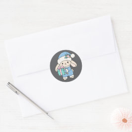 Söt julharesticker runt klistermärke